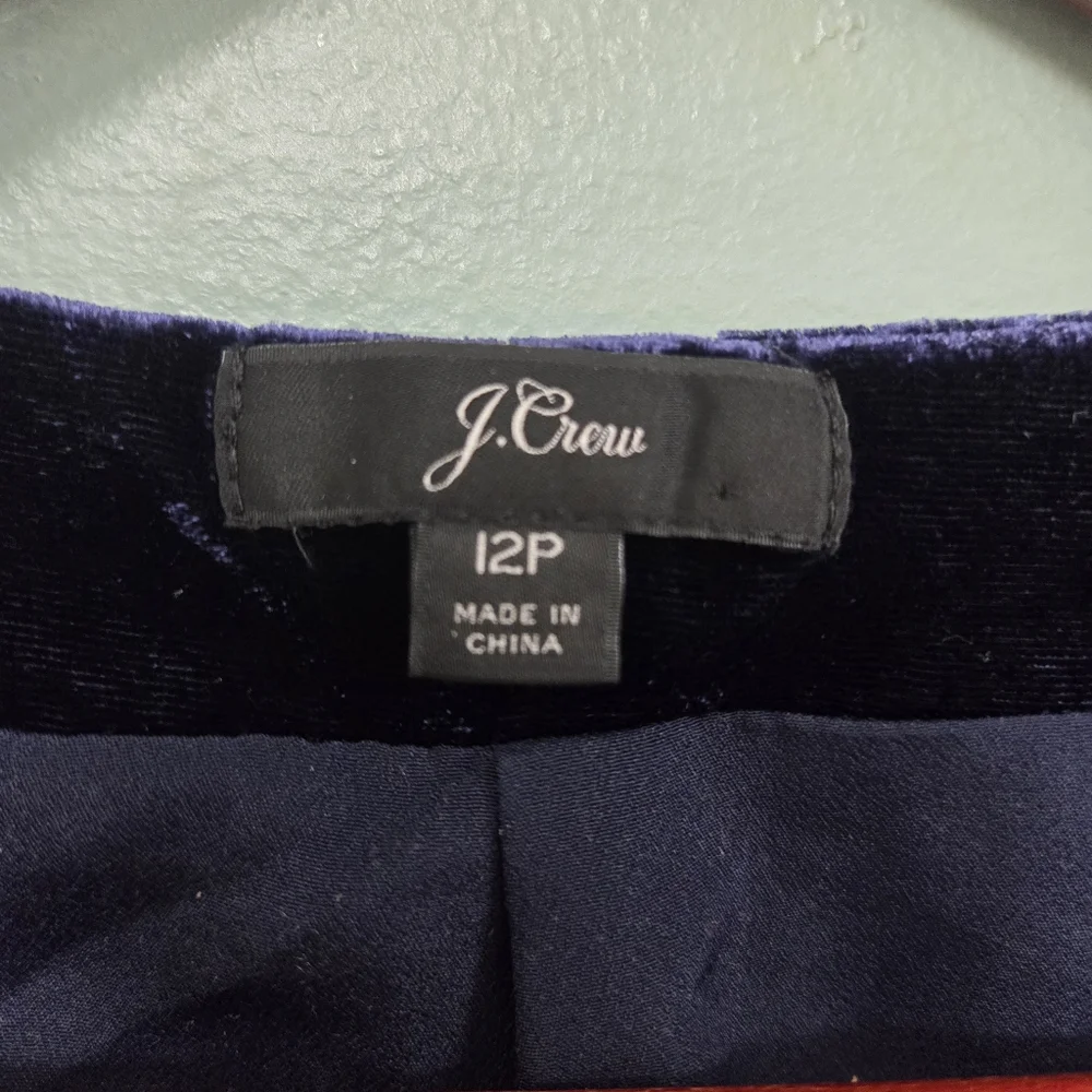 J.Crew Wrap Dress in Drapey Velvet Sz 12P K0145 In Navy Business Casual Career‎